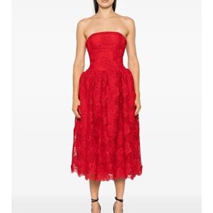 Self-Portrait Strapless Red Lace Dress